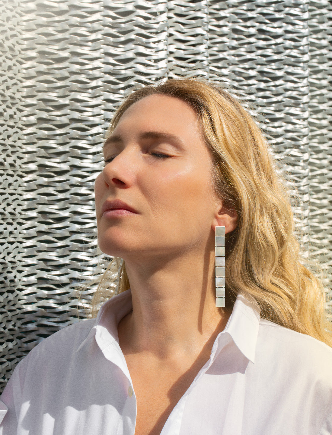 Long Minerva Earrings, white